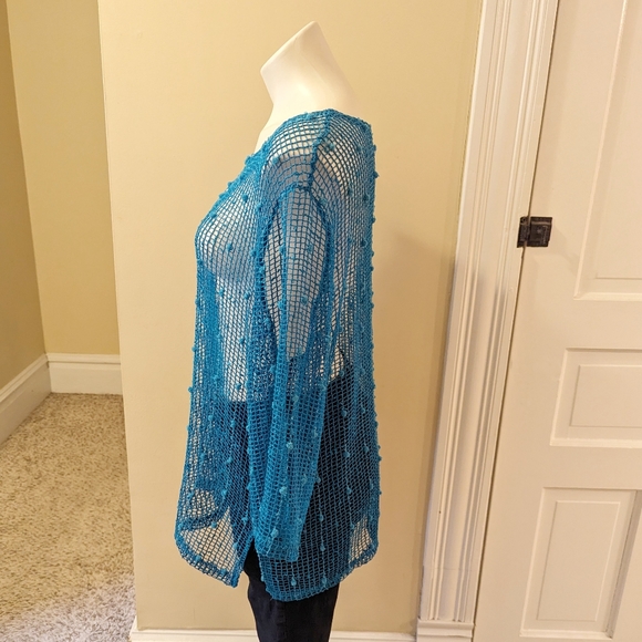 Vejaiz Designs teal sheer top size L - Picture 2 of 7